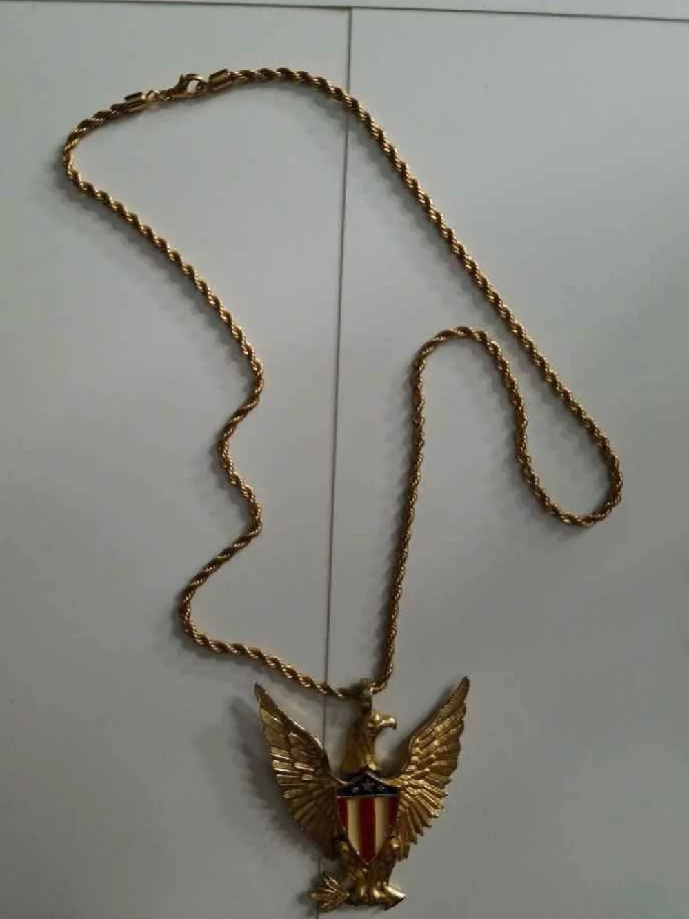 Gold Filled Eagle Pendant Necklace with Shield Accent -